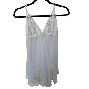 Frederick's Lace Babydoll Cottagecore Fairy Lingerie Slip Dress with Slit Medium